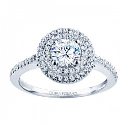 Rm1394-14k White Gold Halo Semi Mount Engagement Ring