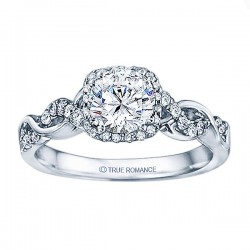Rm1405 -14k White Gold Round Cut Halo Diamond Infinity Semi Mount Engagement Ring