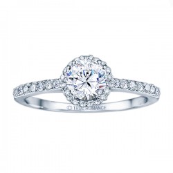 Rm1408-14k White Gold Round Cut Halo Diamond Semi Mount Engagement Ring