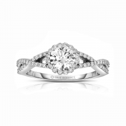 Rm1346 -14k White Gold Round Cut Halo Diamond Infinity Semi Mount Engagement Ring