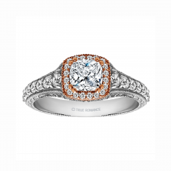 Cushion Cut Halo Diamond Vintage Semi Mount Engagement Ring