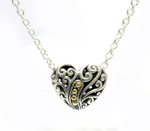 Balinese Swirl Heart Necklace