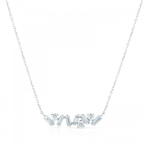 Baguette and Round Diamond Bar Necklace