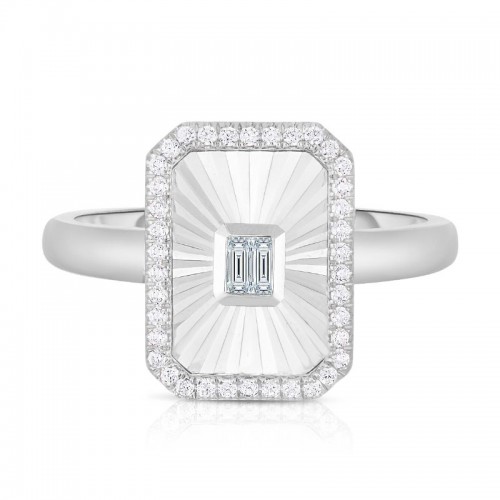 Fluted Baguette and Pave Diamond Ring