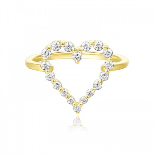 Graduated Diamond Single Prong Heart Ring