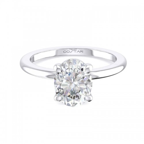 14K White Gold Semi Mount Oval Sollitaire Engagement Ring