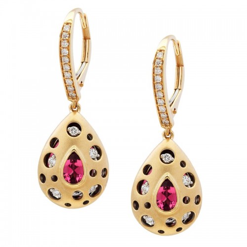 Mirror Collection Pink Tourmaline Drop Earrings
