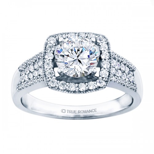 Rm1375-14k White Gold Halo Semi Mount Engagement Ring