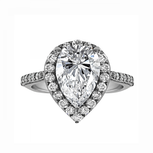 RM1382G82 - Pear Shape Halo Semi Mount Engagement Ring