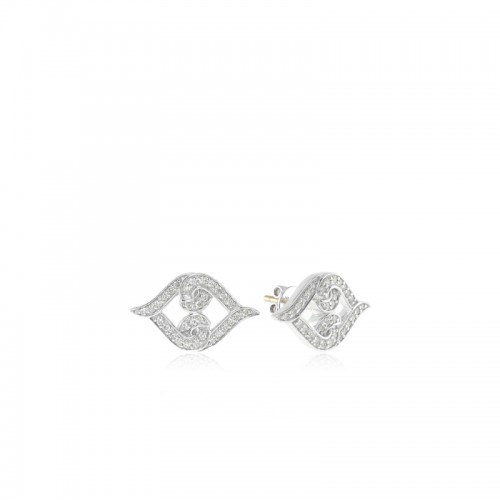 Sterling Silver White Sapphire United Love Stud Earrings
