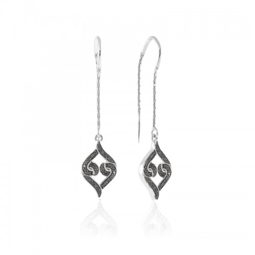Sterling Silver Black Diamond Threader Earrings