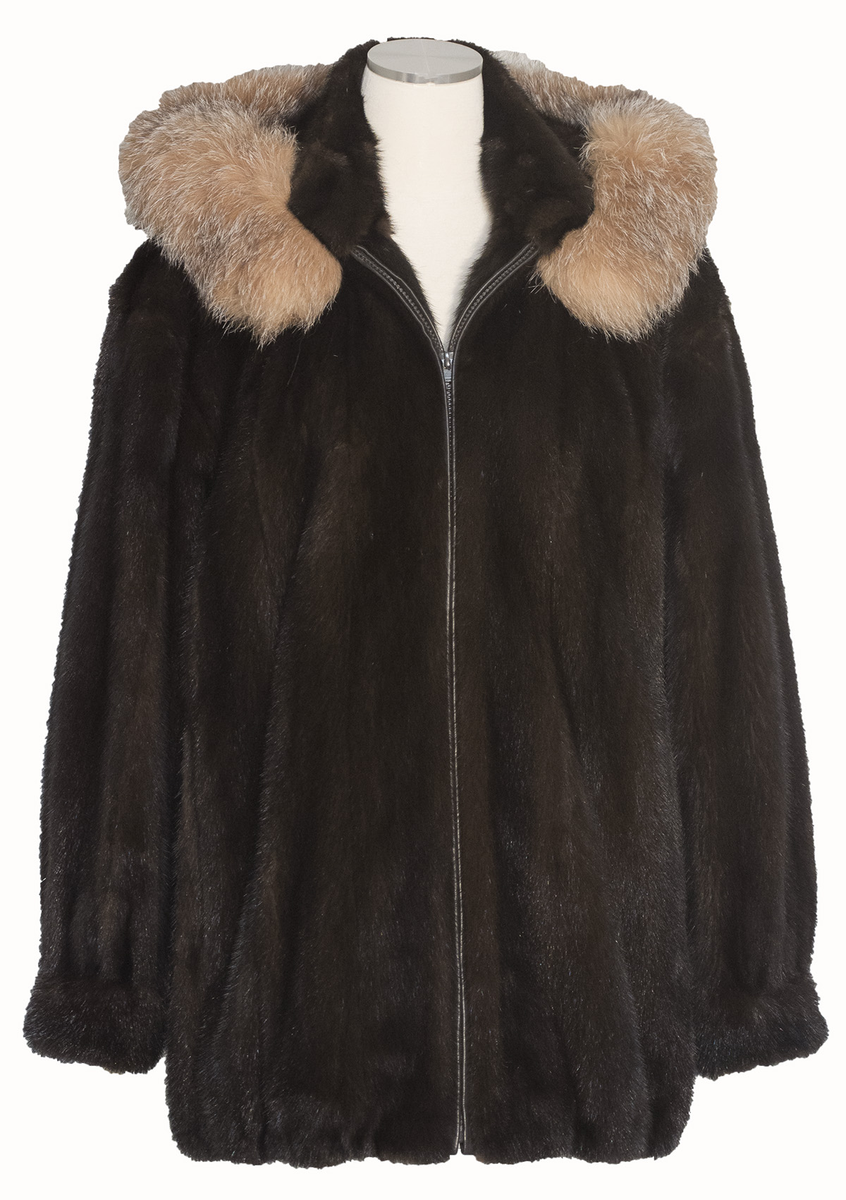 Mink Jacket with Fox Trimmed Hood