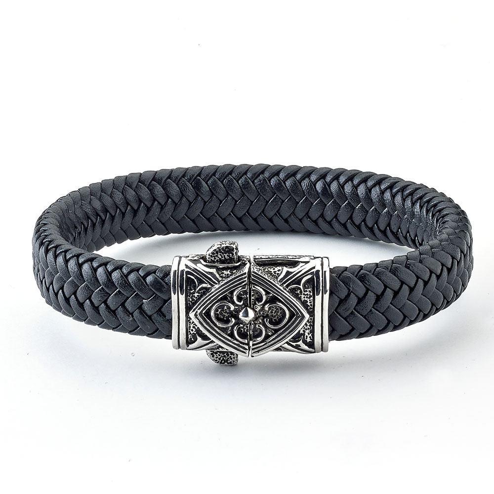 Floral Filigree Leather Bracelet