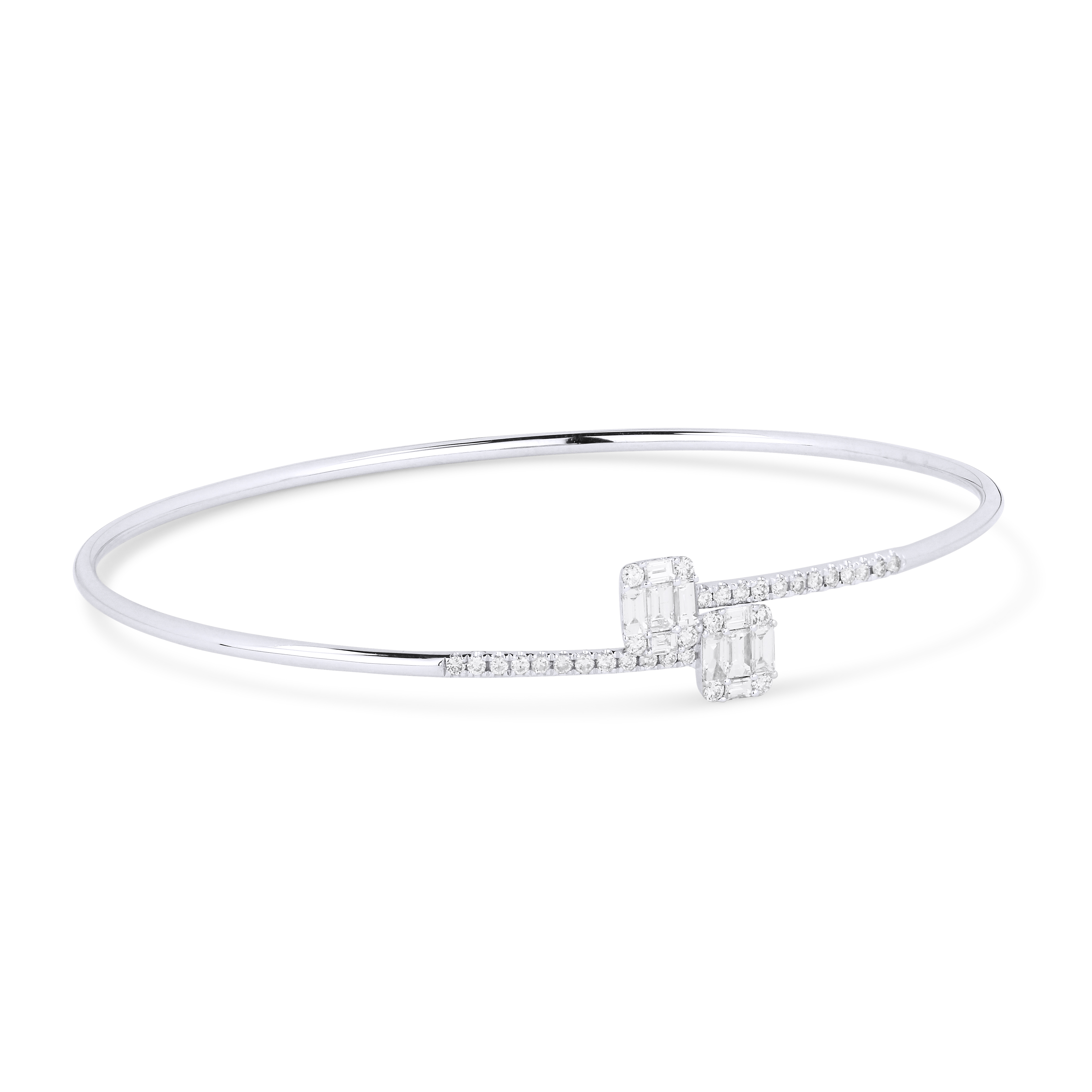 White 14 Karat Bracelet With 32=0.25Tw Round Diamonds And 0.30Tw Baguette Diamonds