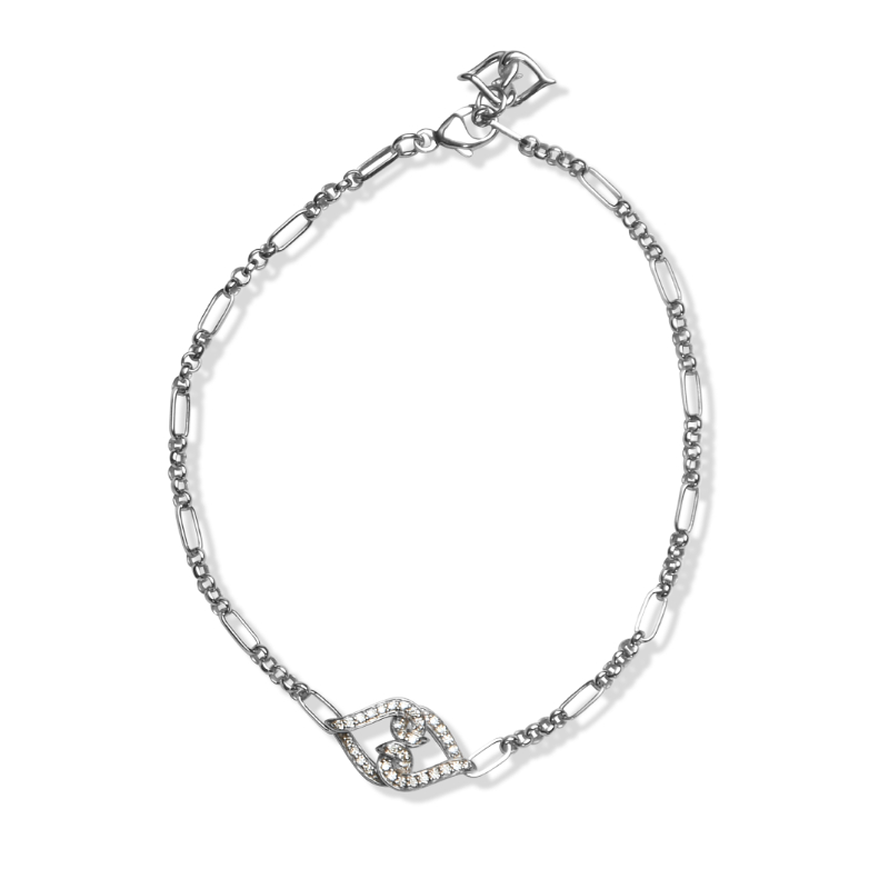 Sterling Silver White Sapphire Always Love Link Bracelet