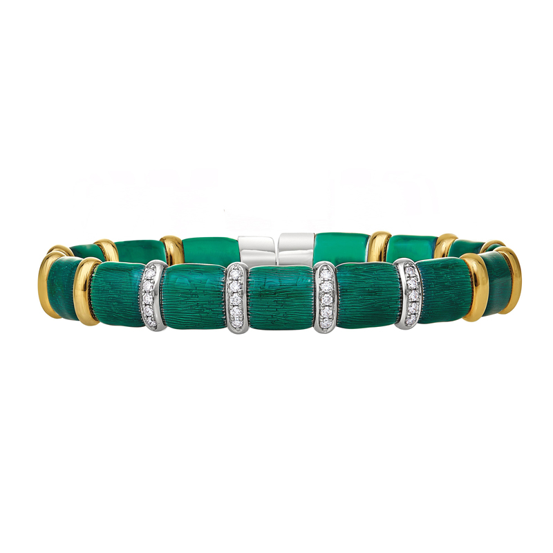 18k and Sterling Silver Henderson Collection Bangle - Green