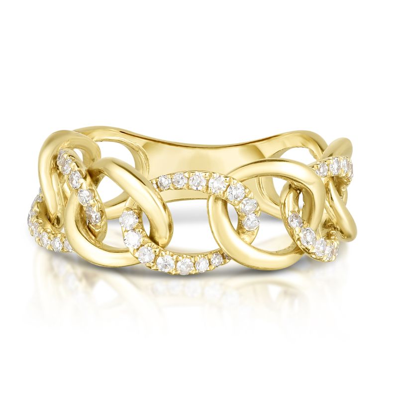 Gold and Pave Diamond Chain Ring