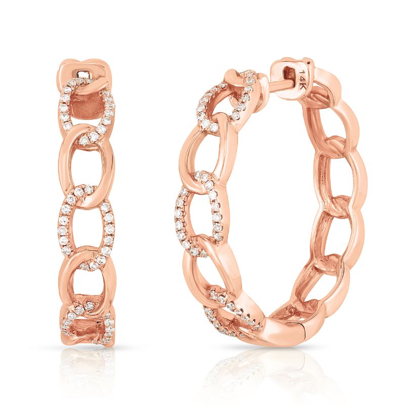 Gold and Diamond Chain Link Hoops
