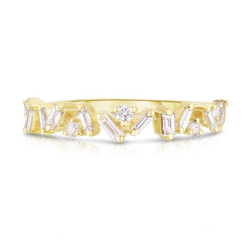 Baguette and Round Diamond Offset Ring