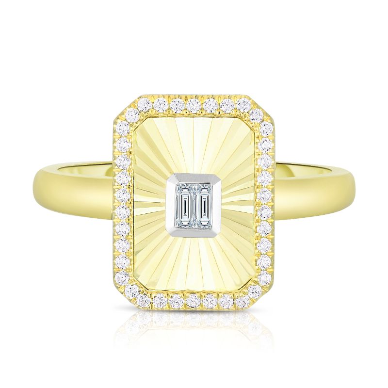 Fluted Baguette and Pave Diamond Ring