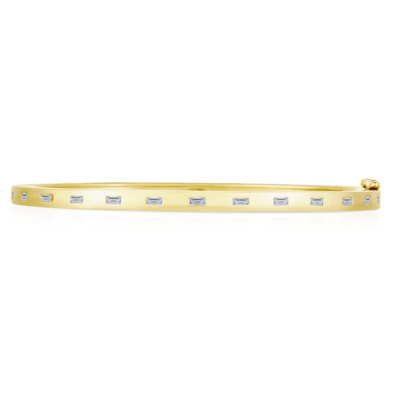 Inlay Diamond Baguette Bangle