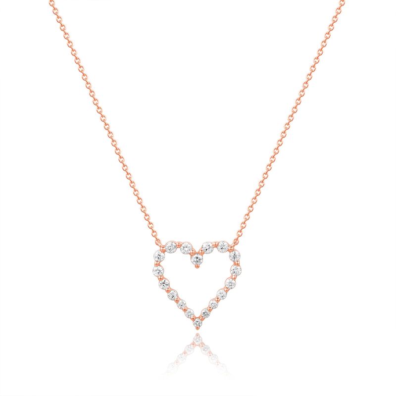 Graduated Diamond Single Prong Heart Necklace