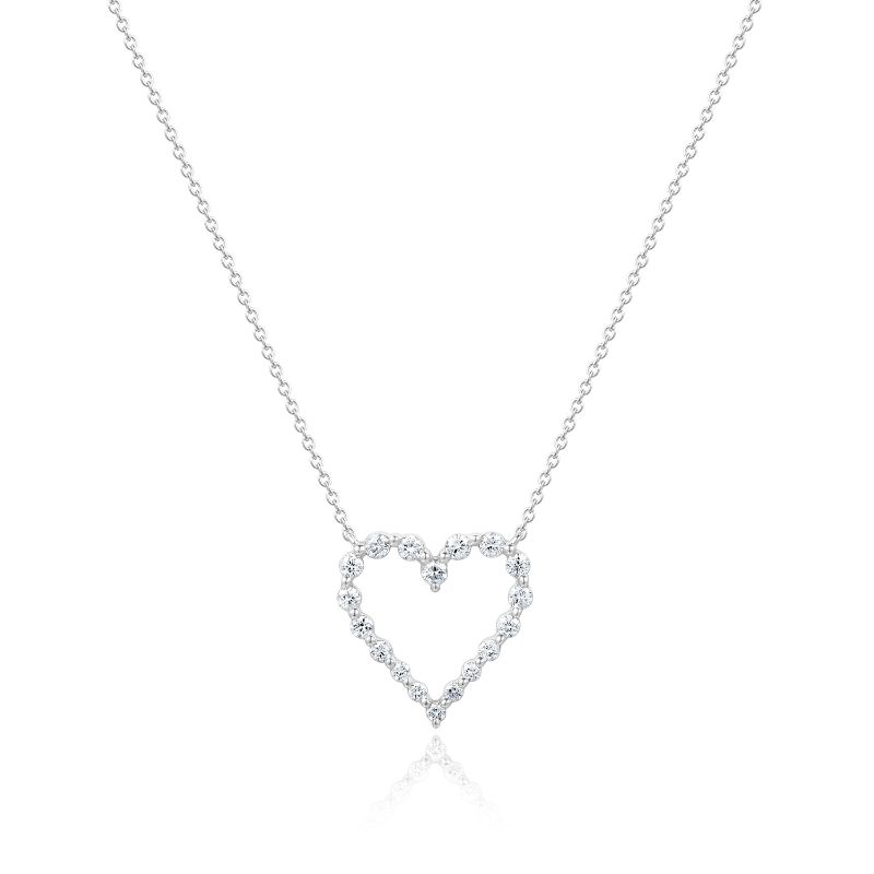 Graduated Diamond Single Prong Heart Necklace