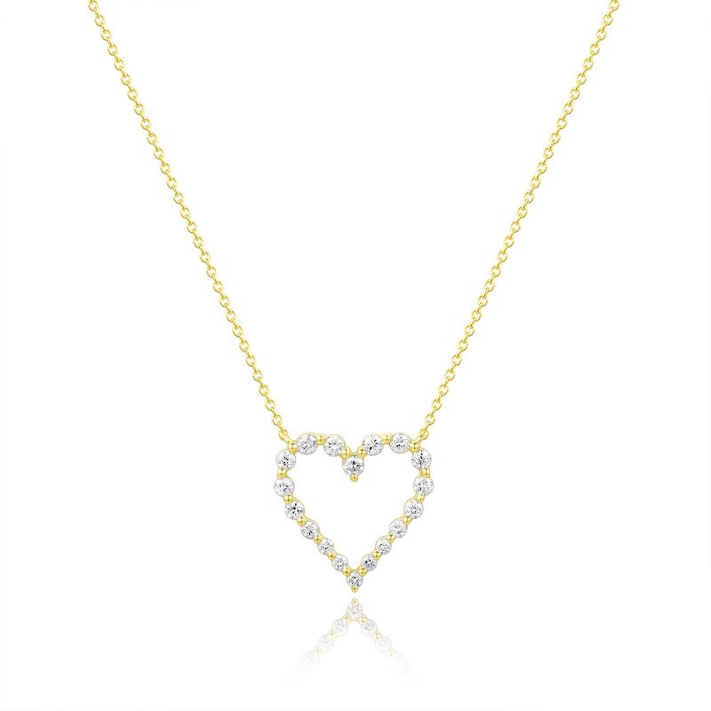 Graduated Diamond Single Prong Heart Necklace