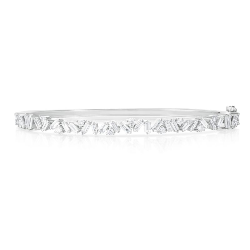 Baguette and Round Diamond Bangle