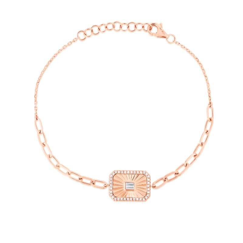 Fluted Baguette Diamond and Pave Bracelet