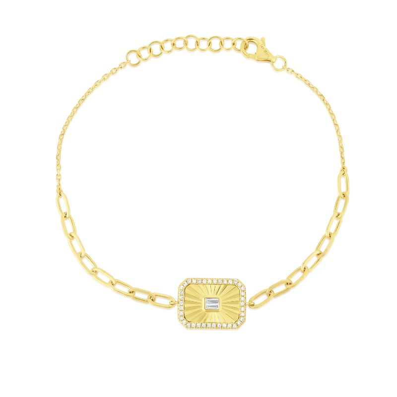 Fluted Baguette Diamond and Pave Bracelet