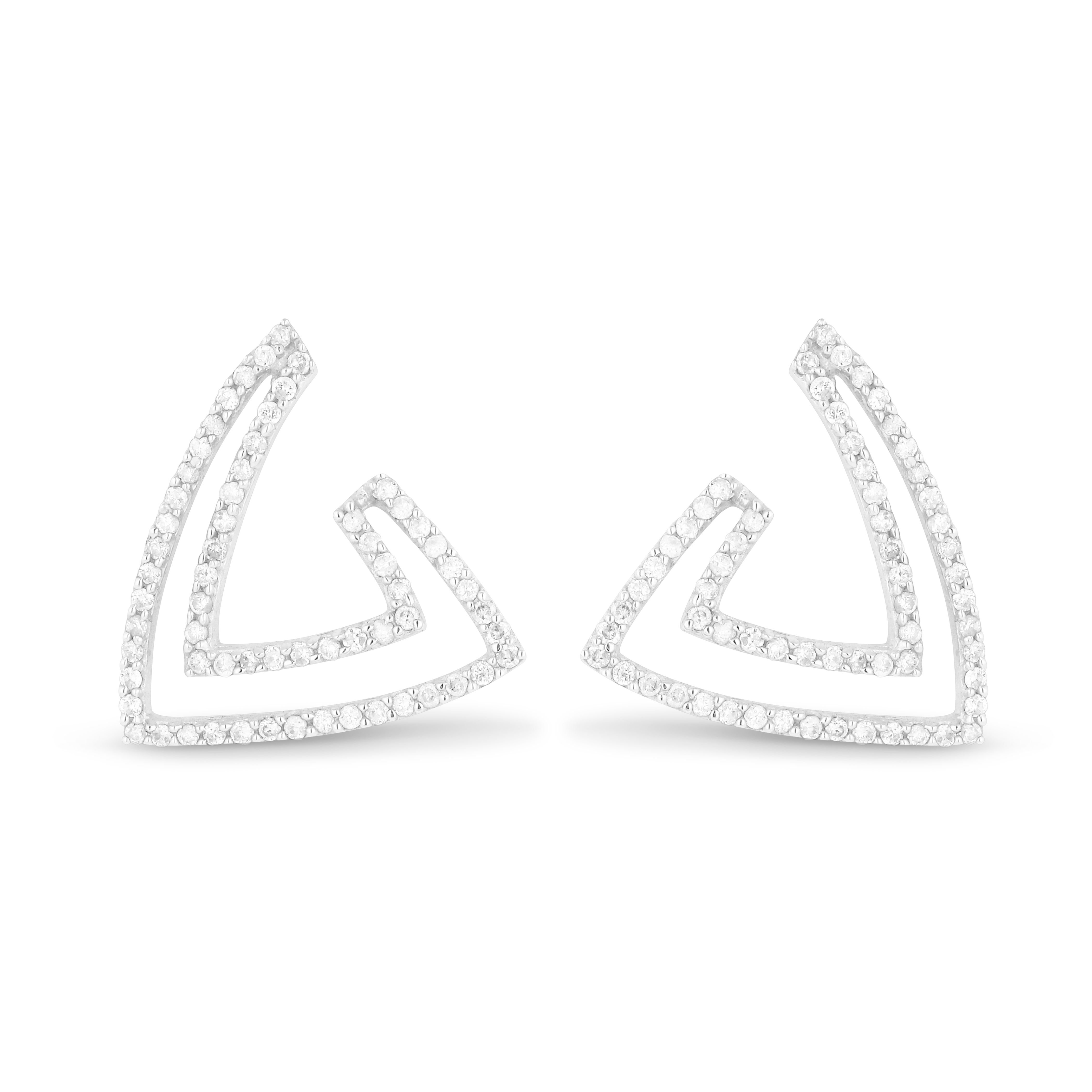 Lady's White 18 Karat Earrings With 126=0.67Tw Round G/H Si1 Diamonds
