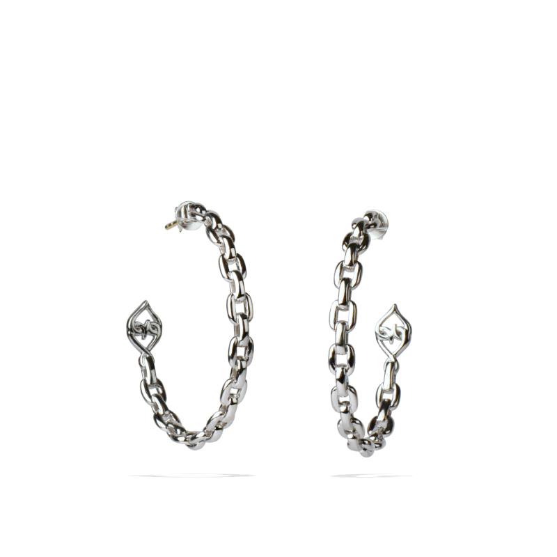 Sterling Silver Link Hoop Earrings