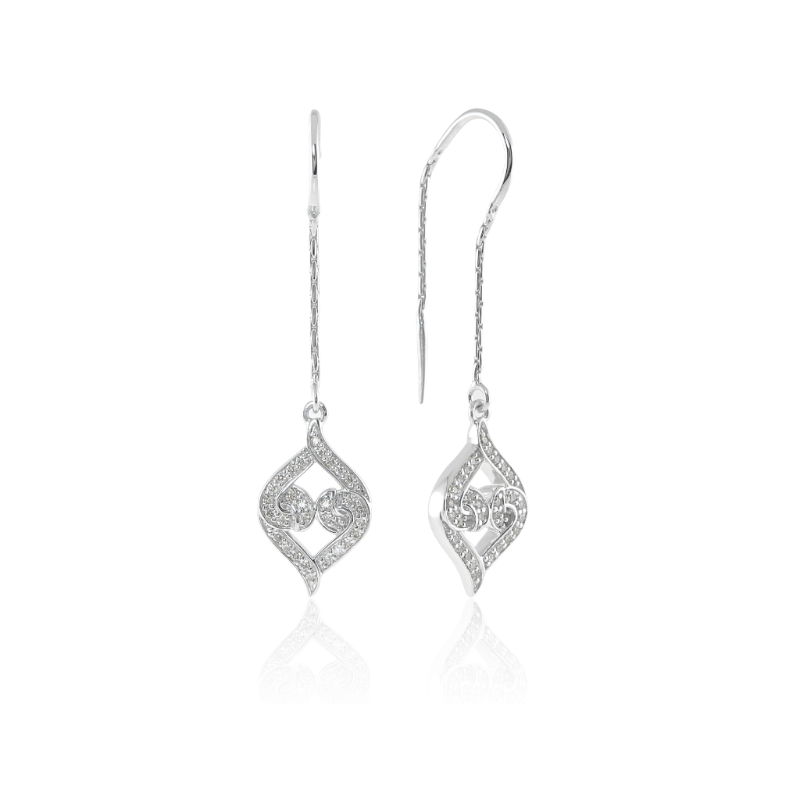 Sterling Silver White Diamond Threader Earrings