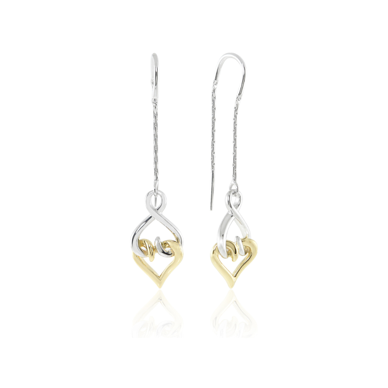 18K Solid Gold & Sterling Silver Threader Drop Earrings