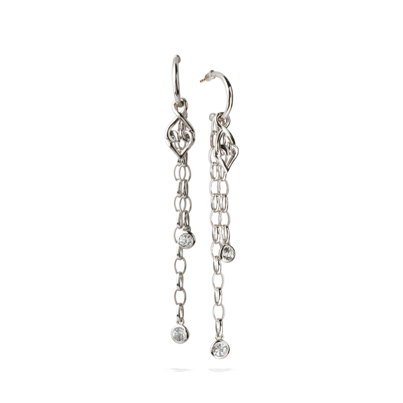 Sterling Silver White Sapphire Dangle Earrings
