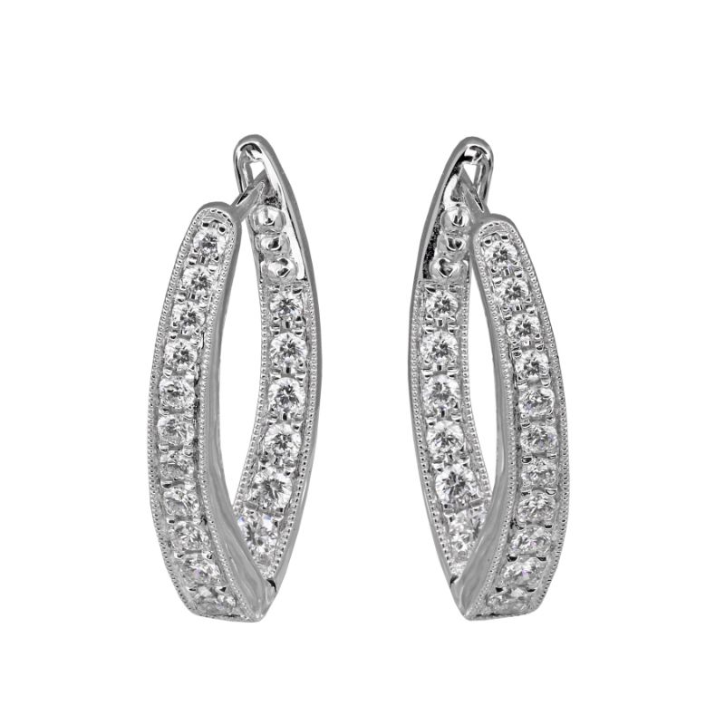 Diamond Milgrain Inside out hoop Earrings