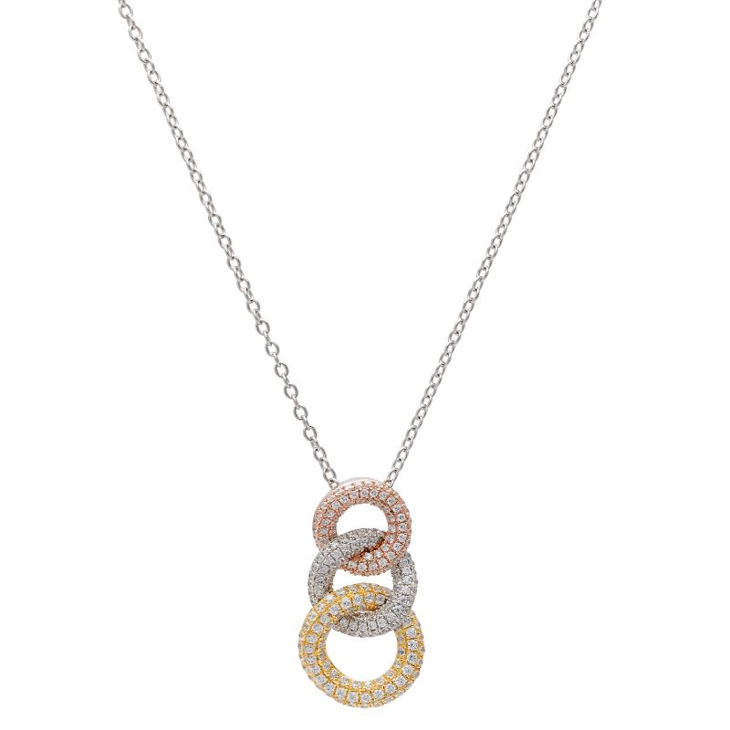 Diamond 3 Circle Tri Color Pendant with Chain