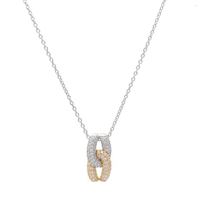 Diamond Two Tone Knot Pendant with Chain