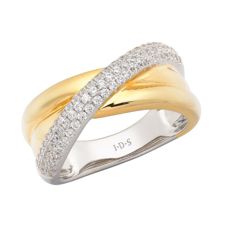 Diamond Two Tone Criss Cross Ring