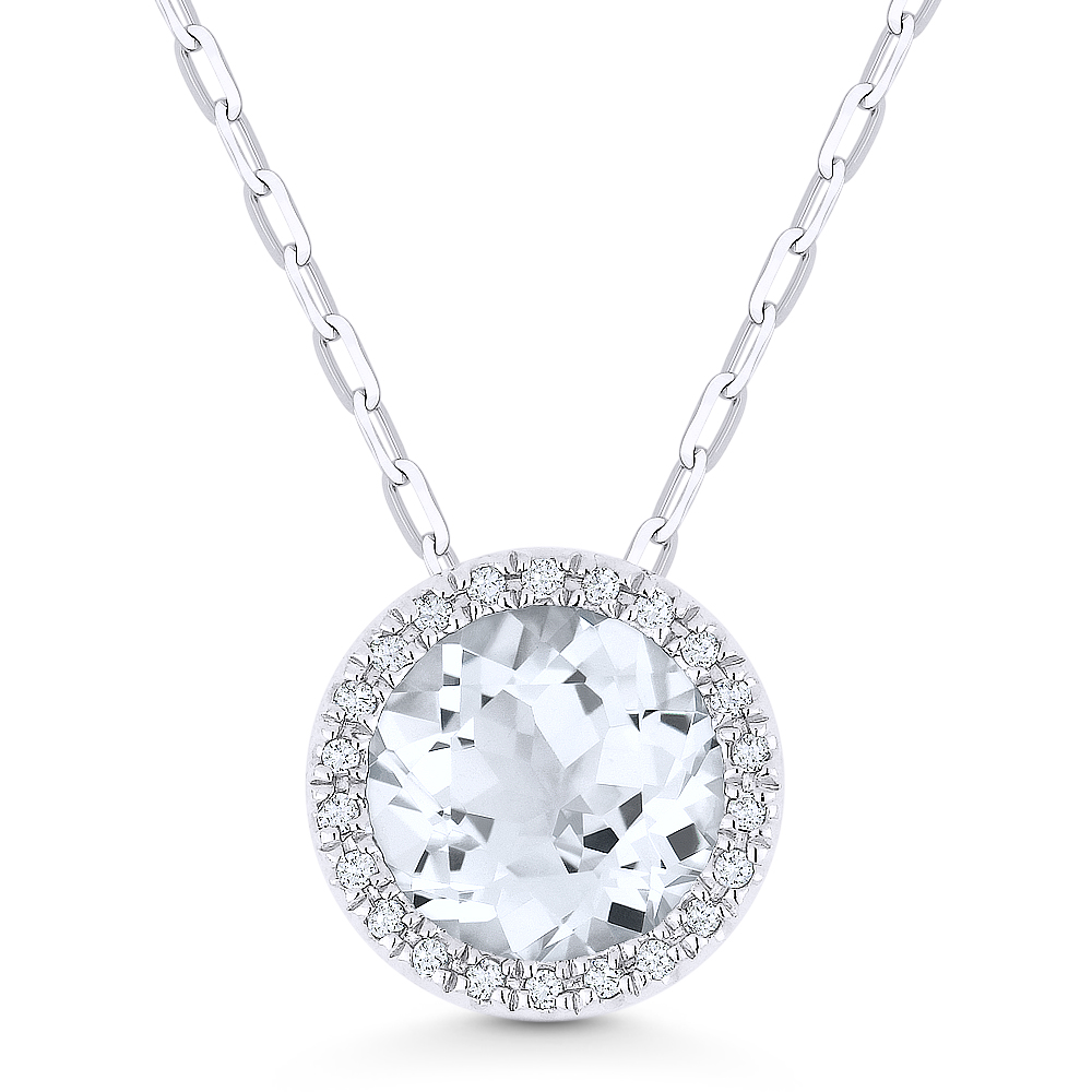 Lady's White 14 Karat Ct Pendant/Chain With 22=0.05Tw Round Diamonds 1 Wt 1.63