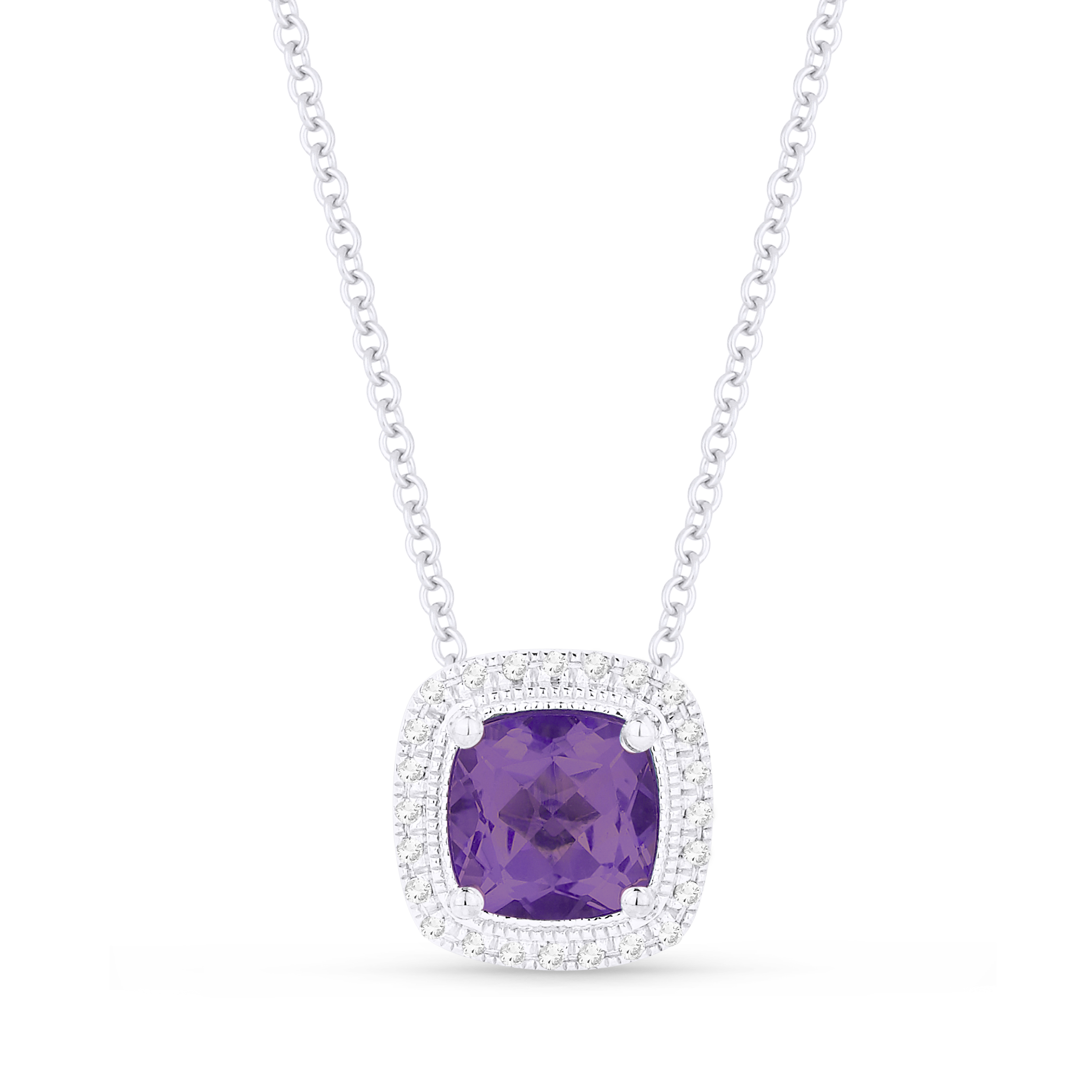 14K White Gold .05Ctw Diamond And Amethyst Pendant - 235-10029