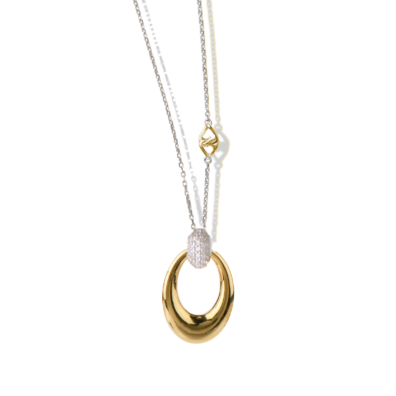 14K Solid Gold Sterling Silver White Sapphire Knocker Necklace