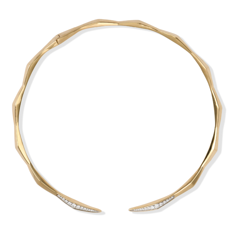 14K Solid Gold Natural White Diamond Collar