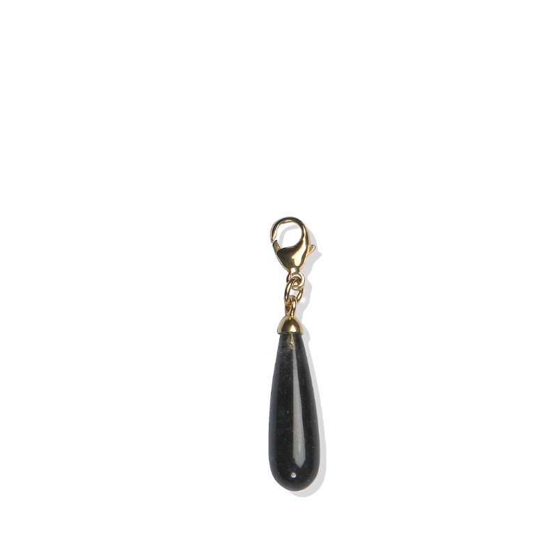 Black Rutilated Quartz 14K Solid Gold Pendant Necklace