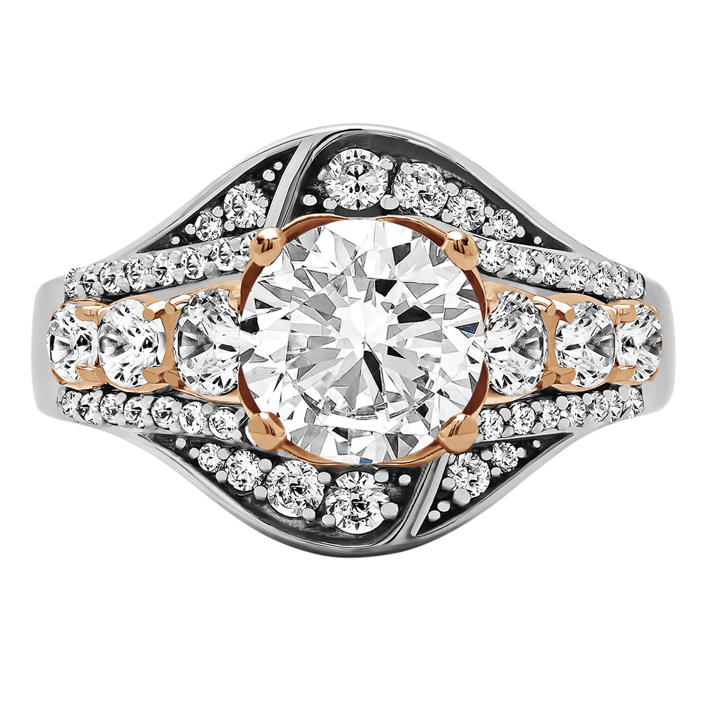 Round Cut Halo Diamond Vintage Semi Mount Engagement Ring