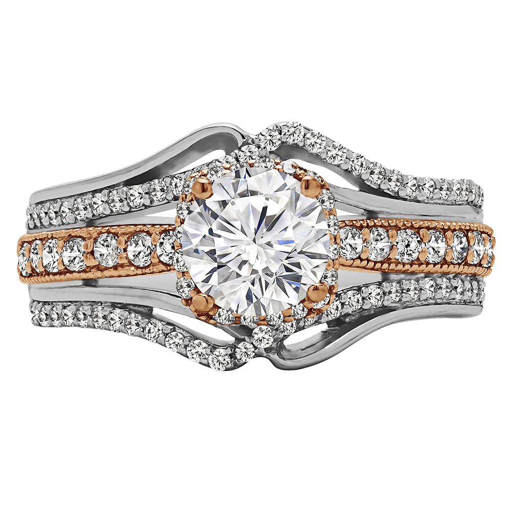 Round Cut Halo Diamond Vintage Semi Mount Engagement Ring