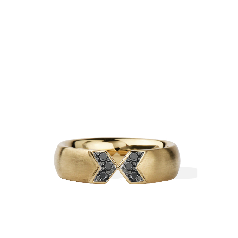 14K Solid Gold Black Diamond Touch Band Ring