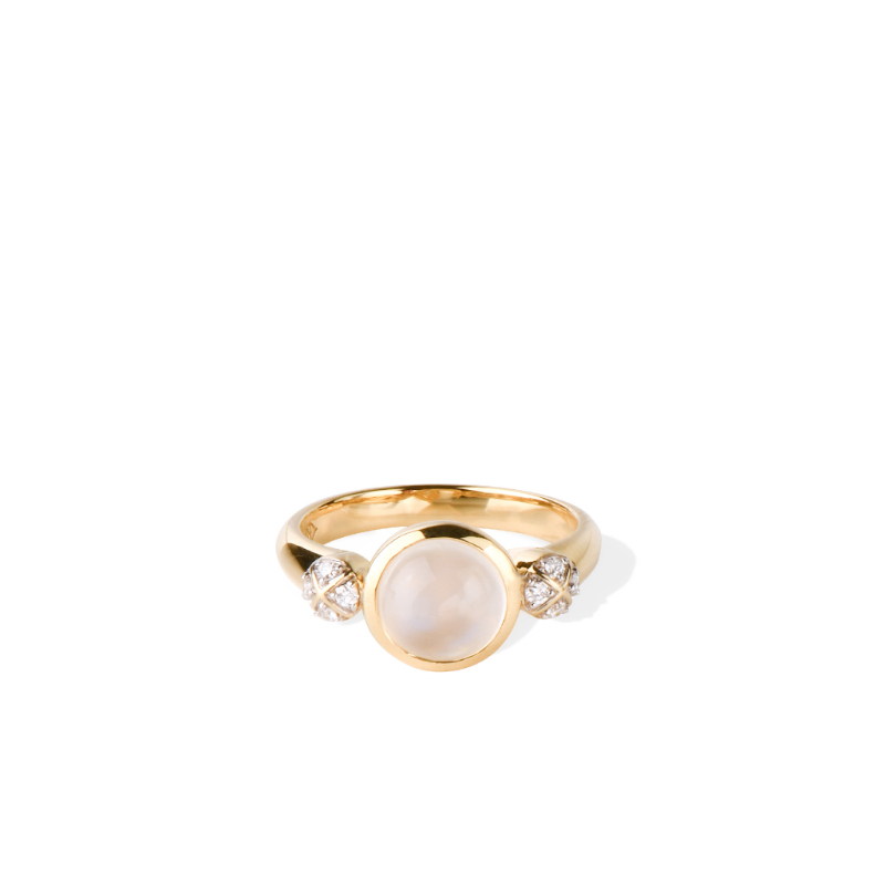 18K Solid Gold Natural White Diamond Ethiopian Opal Ring