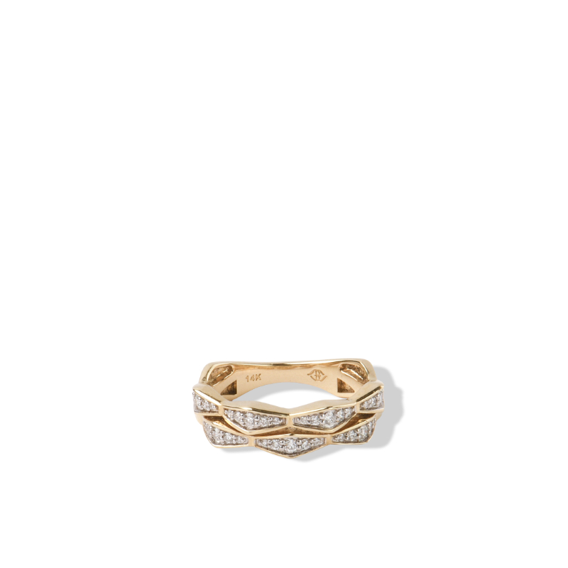18K Solid Gold Natural White Diamond Triple Bypass Ring